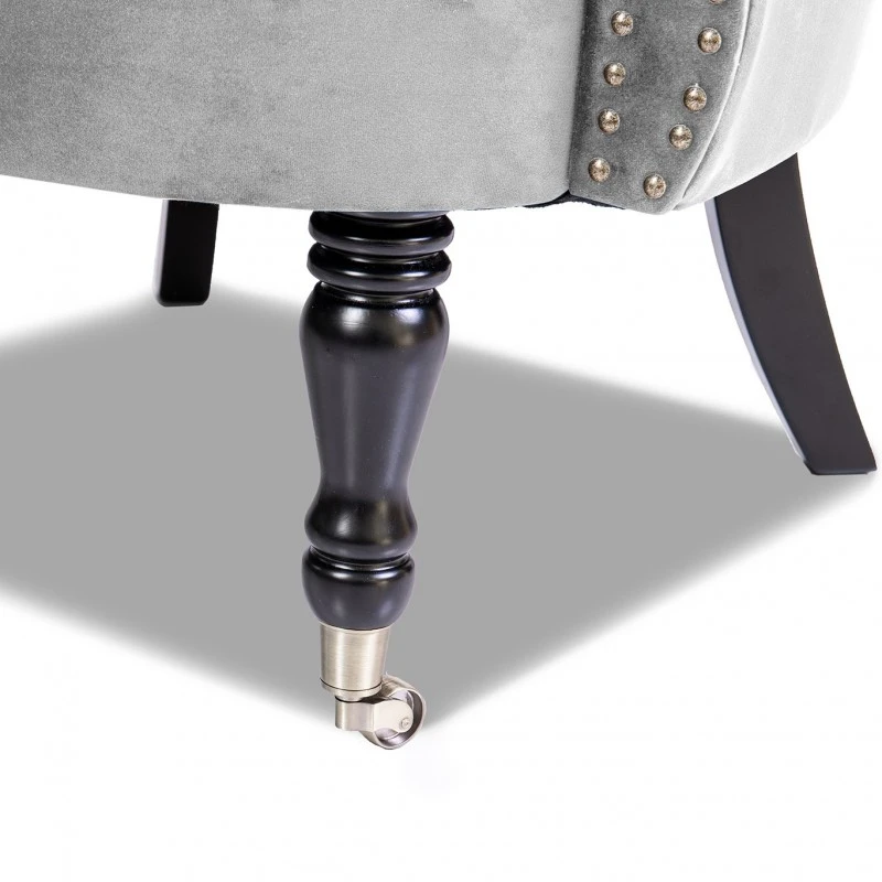 Фотьойл Честърфийлд Людовик, светло сиво кадифе